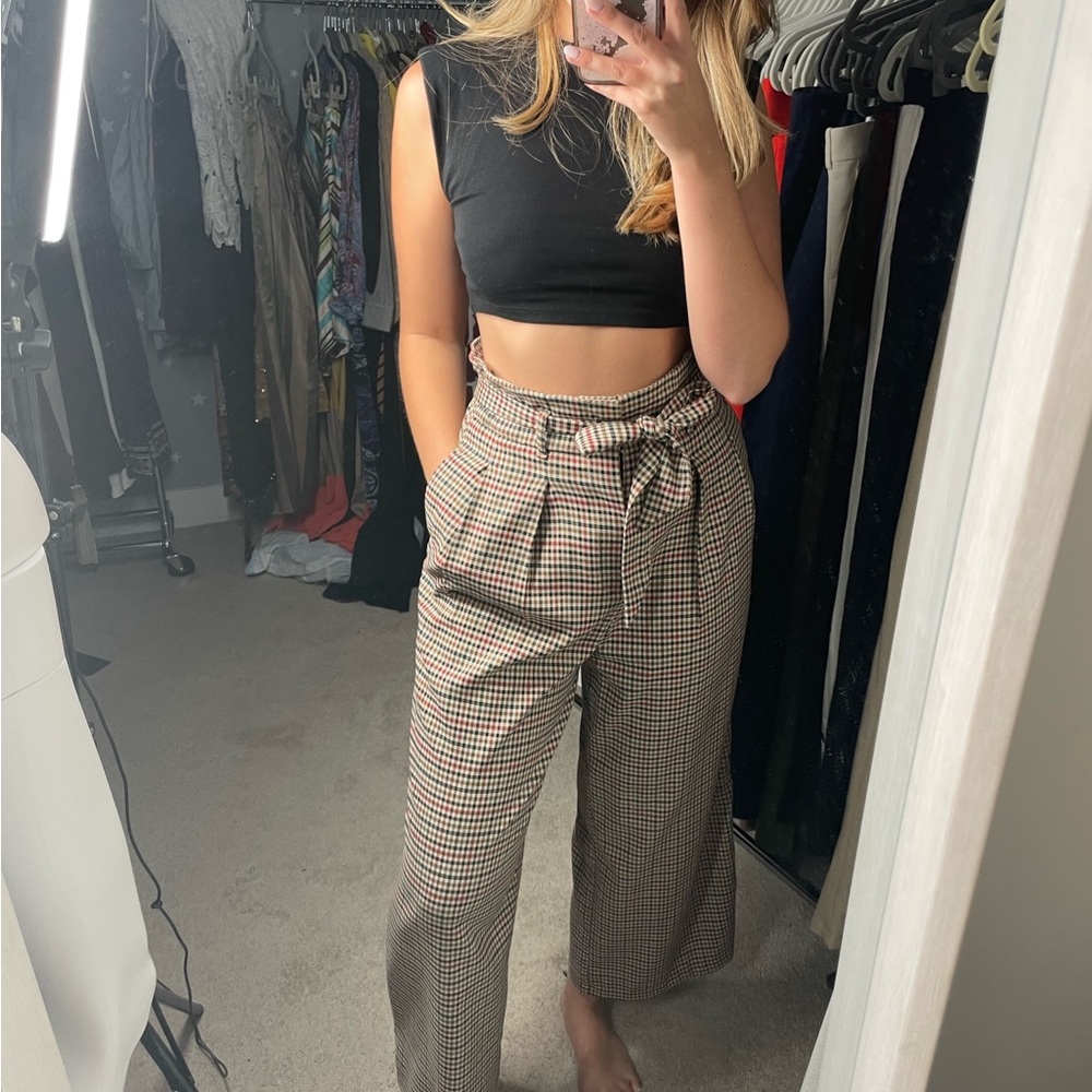ZARA - Plaid Paperbag Pants